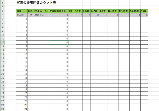 カウントシート